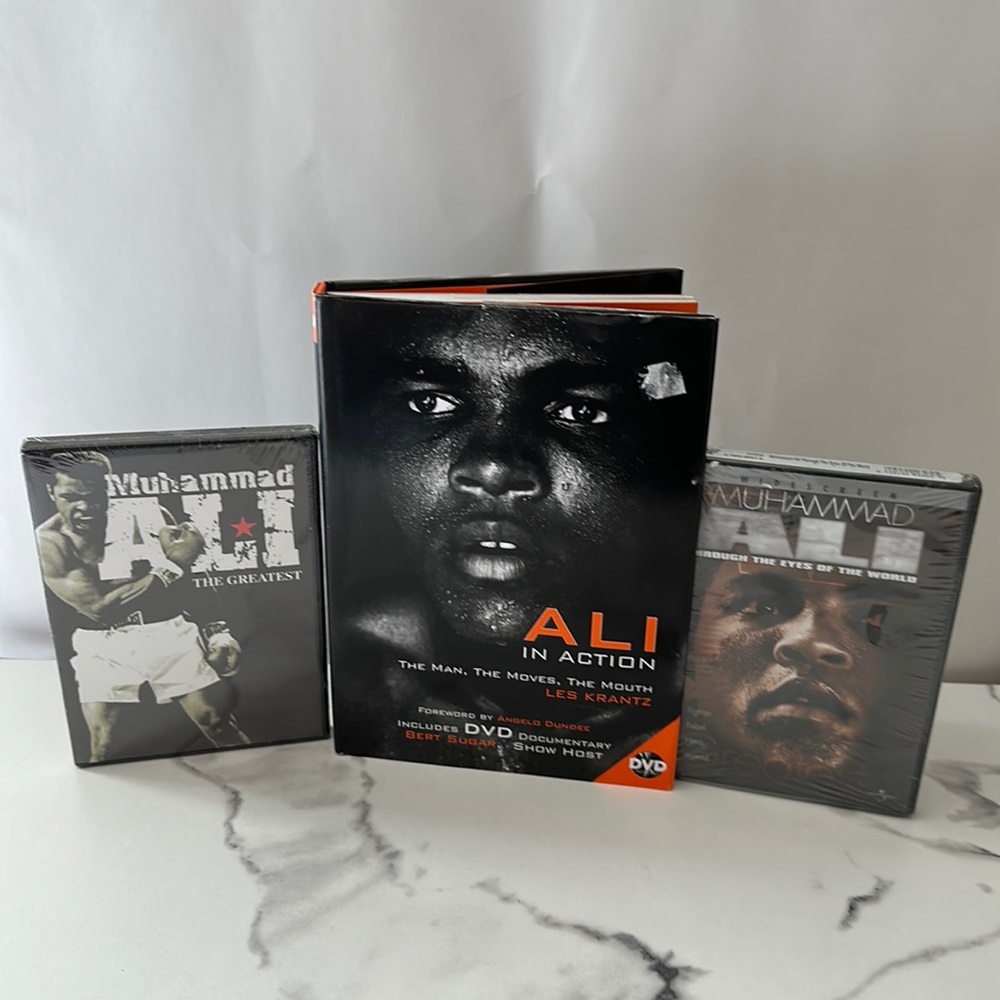 New - Muhammad Ali book with DVD and 2 new DVDS